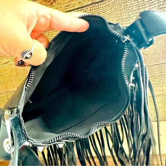NWOT Motorcycle/Goth Style Fringed Studded Crossbody - Picture 8 of 9